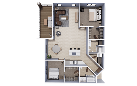 Floor plan for 2 beds, 2 baths, 1472 sqft